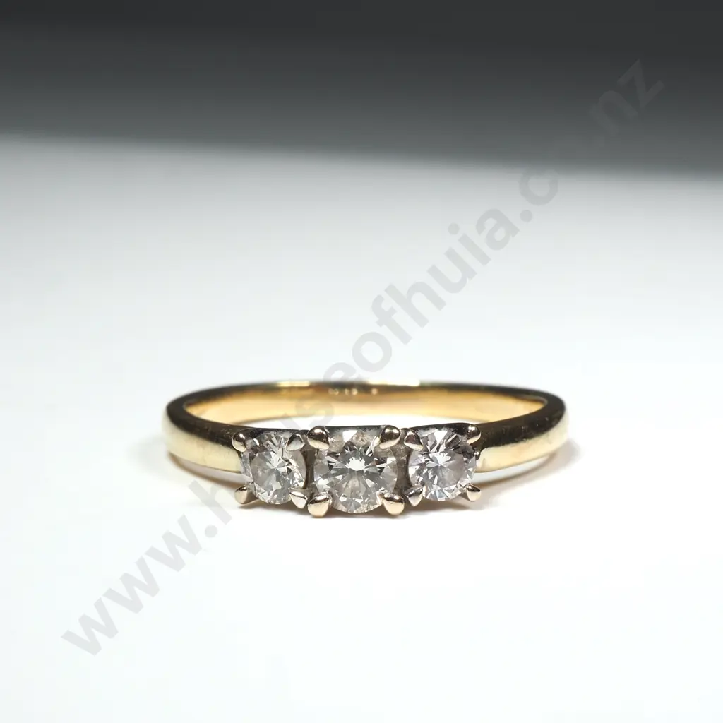 18ct Gold Three Diamond Ring w Valuation for $2,499.000 Image 1++