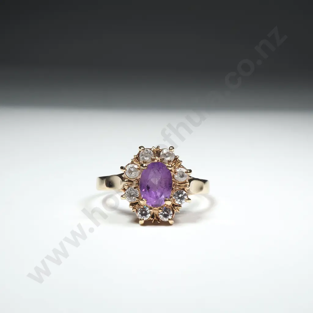 Vintage 9ct Gold Purple Stone Ring Image 1++