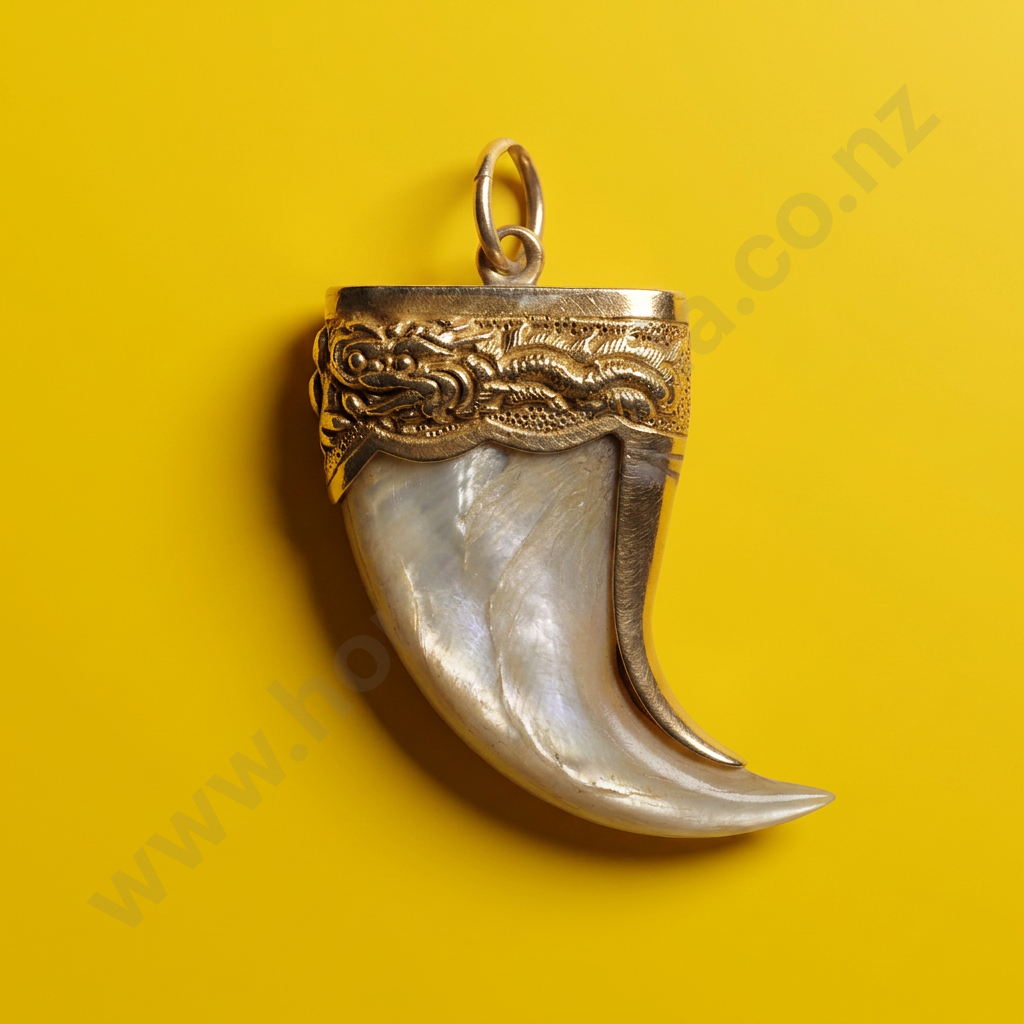 18ct Gold Tiger Claw Pendant w Detailing on Cap Image 1++
