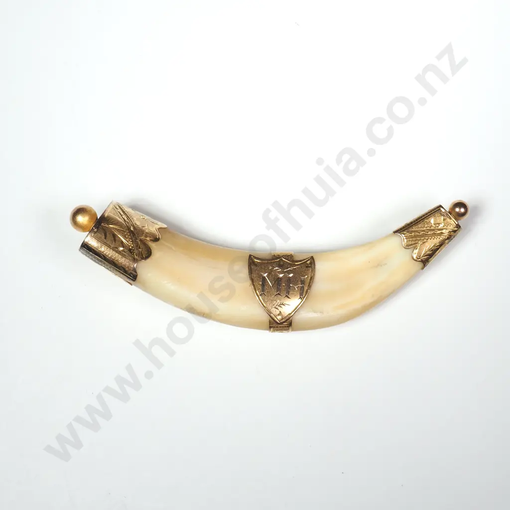 Colonial 9ct Gold Boar Tusk Brooch A/F Image 1++