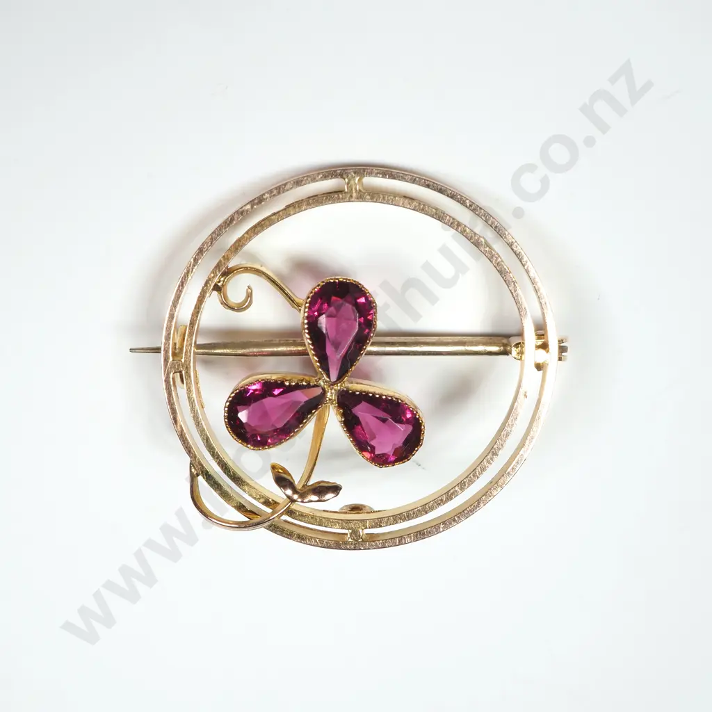 Antique 9ct Gold Flower Pendant in Period Whangarei Jewellers Box Image 1++