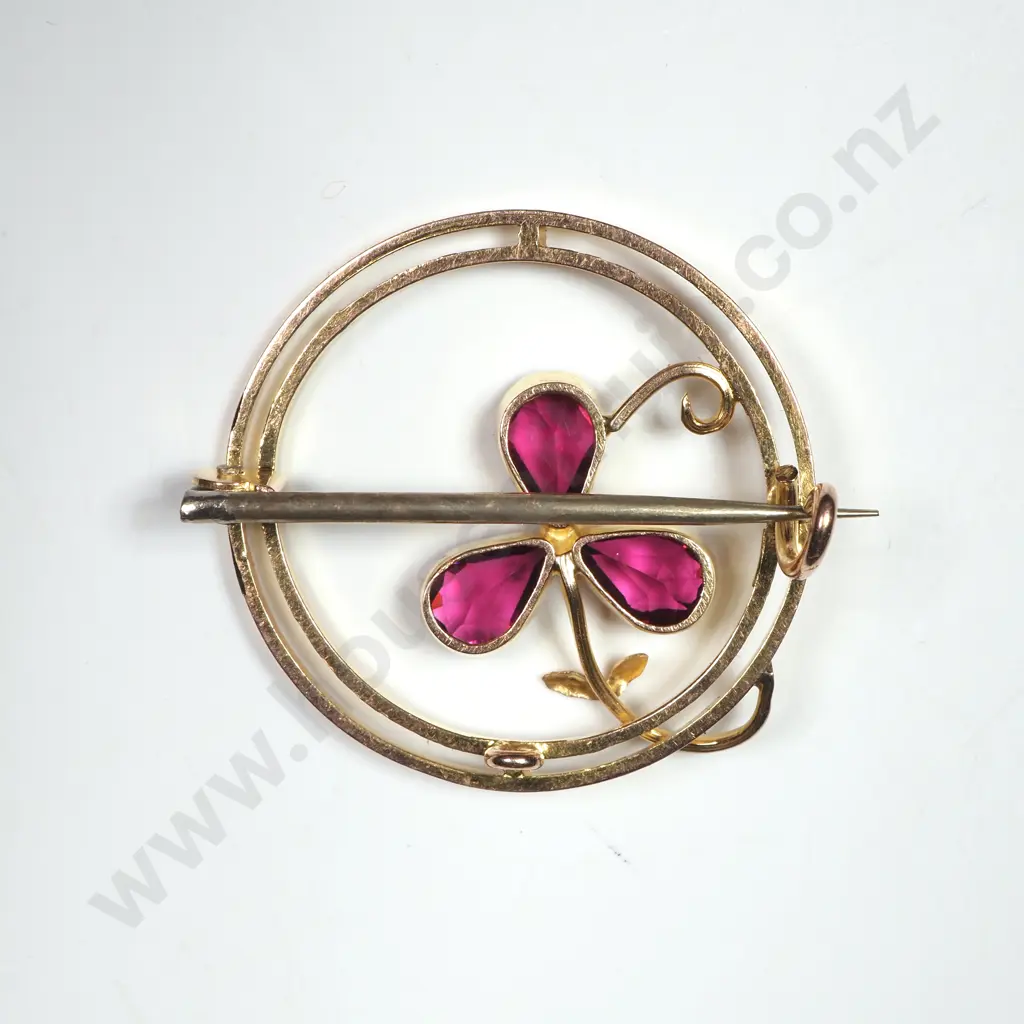 Antique 9ct Gold Flower Pendant in Period Whangarei Jewellers Box Image 1++