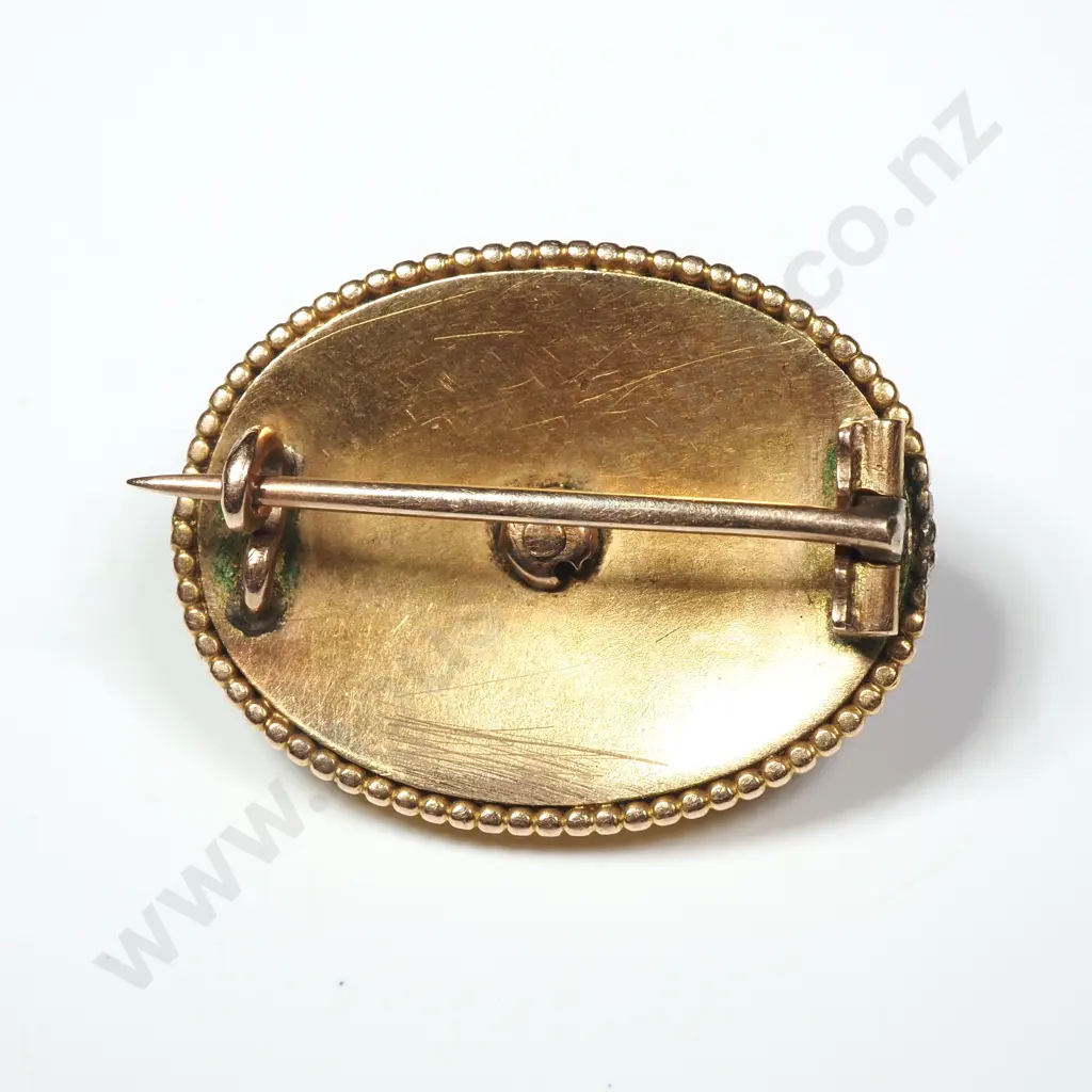 Antique 15ct Gold & Agate Bulls Eye Brooch Image 1++