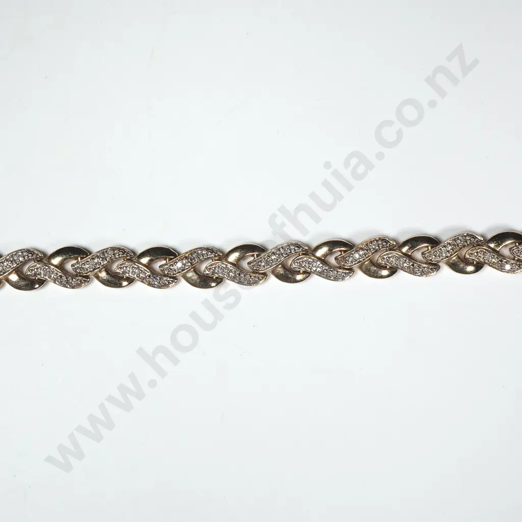 Vintage 9ct Gold Diamond Bracelet Image 1++