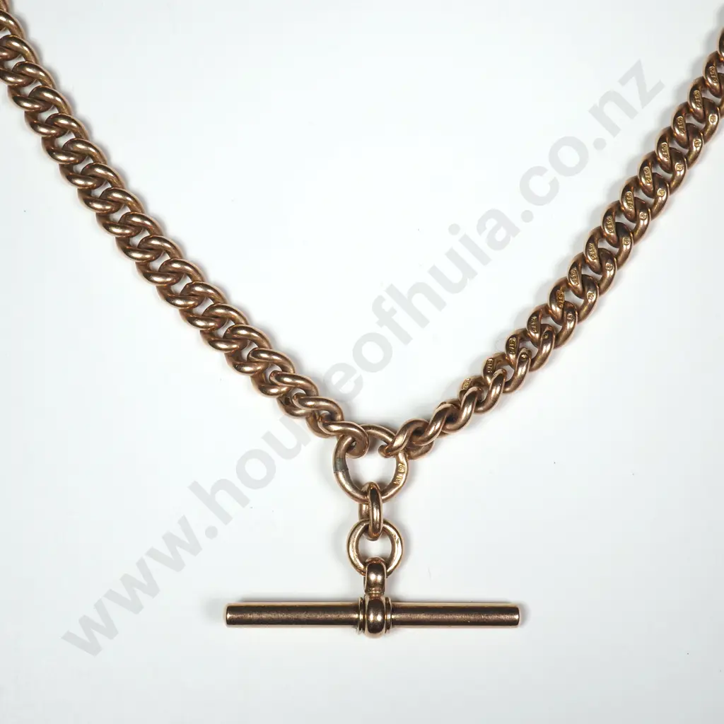 Substantial 9ct Rose Gold Albert Fob Chain Image 1++