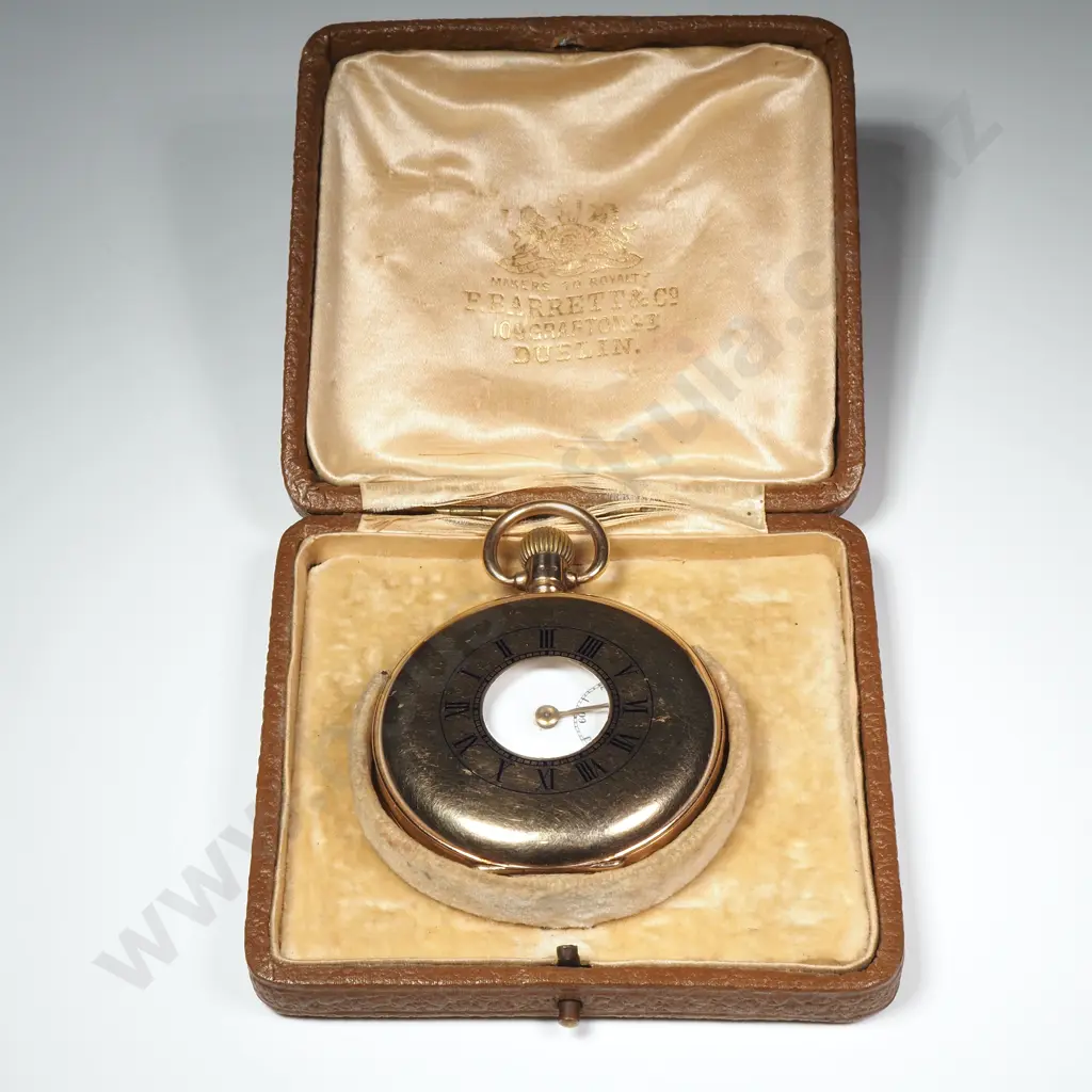 Impressive Cased 9ct Gold Half Hunter Pocket Watch Image 1++