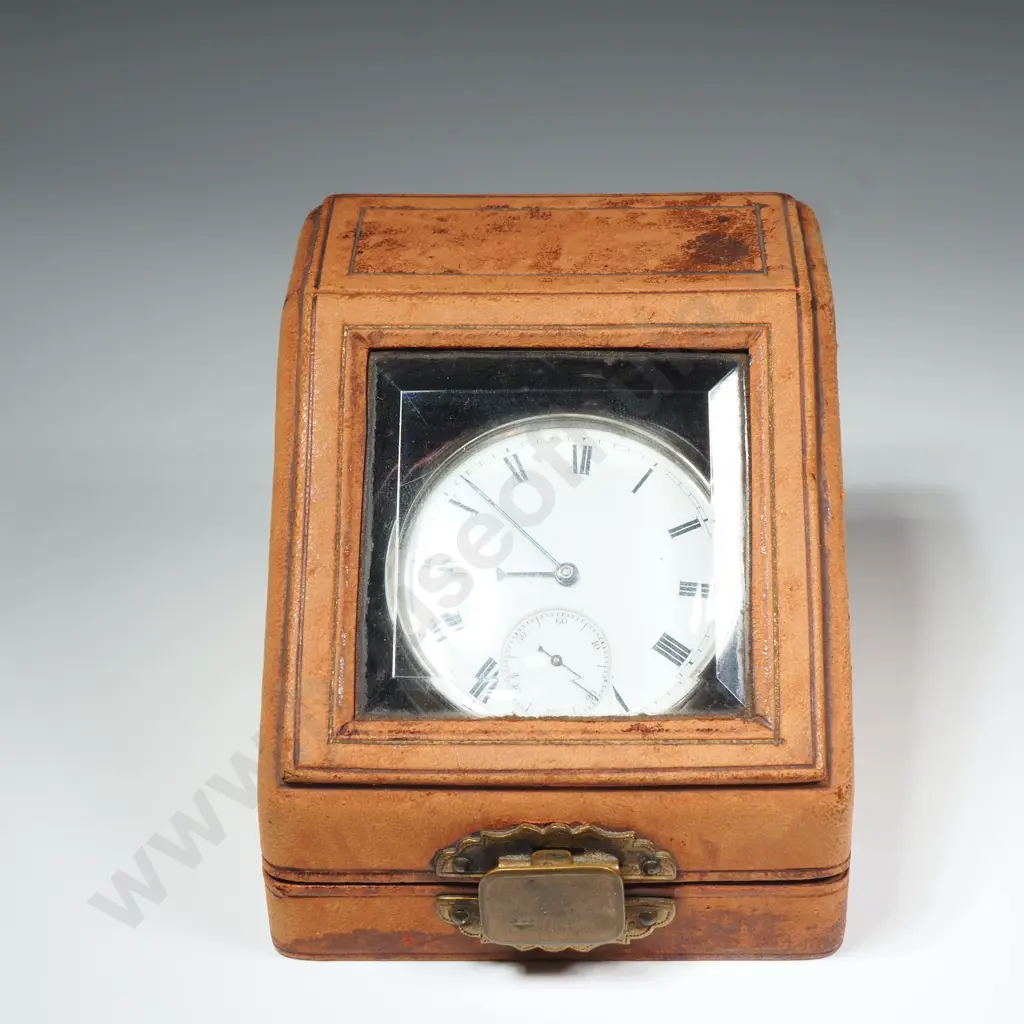 Sterling Silver Waltham Pocket Watch w English Hallmarks in Exceptional Antique Glass Fronted Pocket Watch Case Image 1++