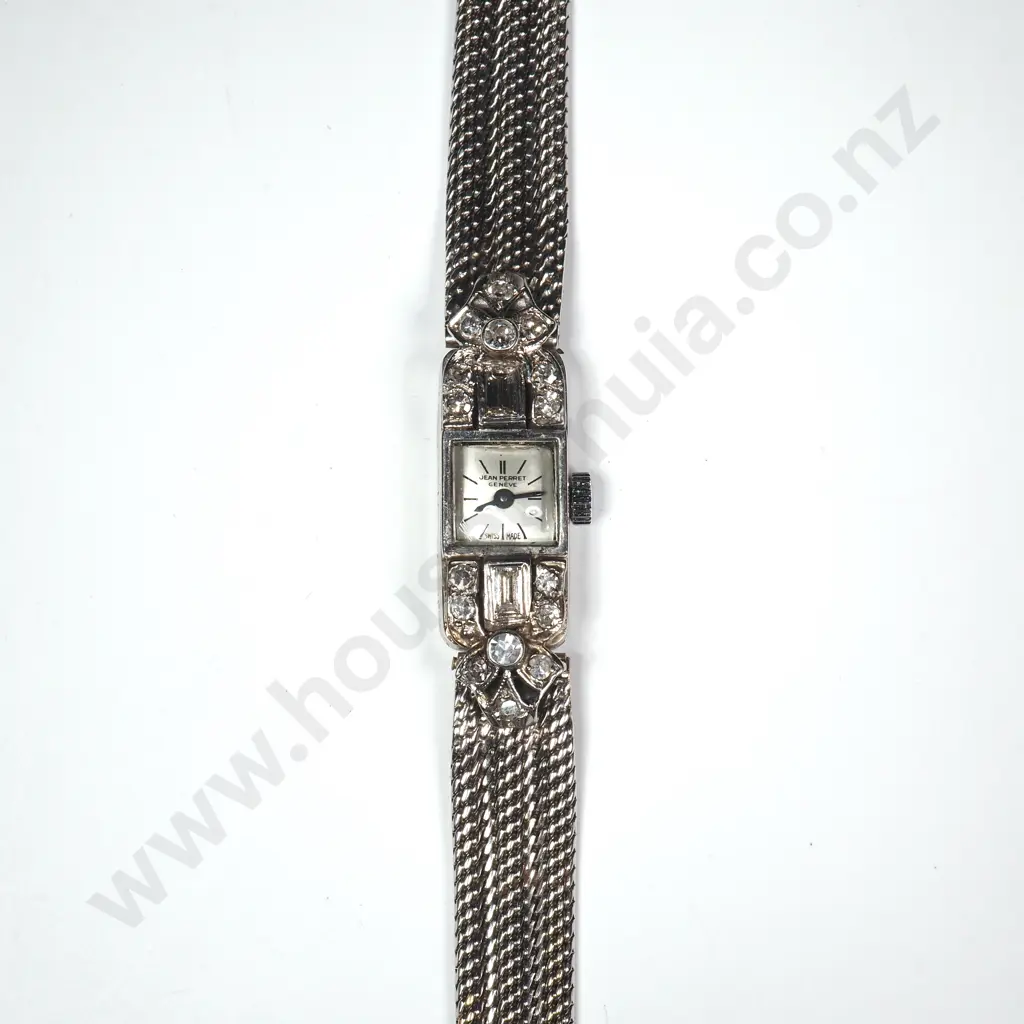 18ct White Gold & Diamond Jean Perret Ladies Wristwatch Image 1++