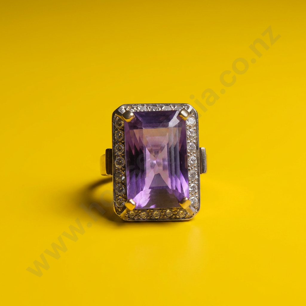 9ct Gold Amethyst & Diamond Cocktail Ring w Valuation for #3,888.00 Image 1++