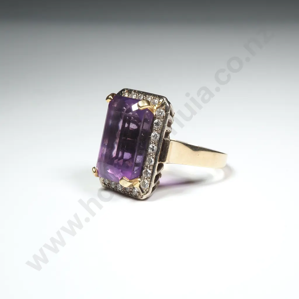 9ct Gold Amethyst & Diamond Cocktail Ring w Valuation for #3,888.00 Image 1++