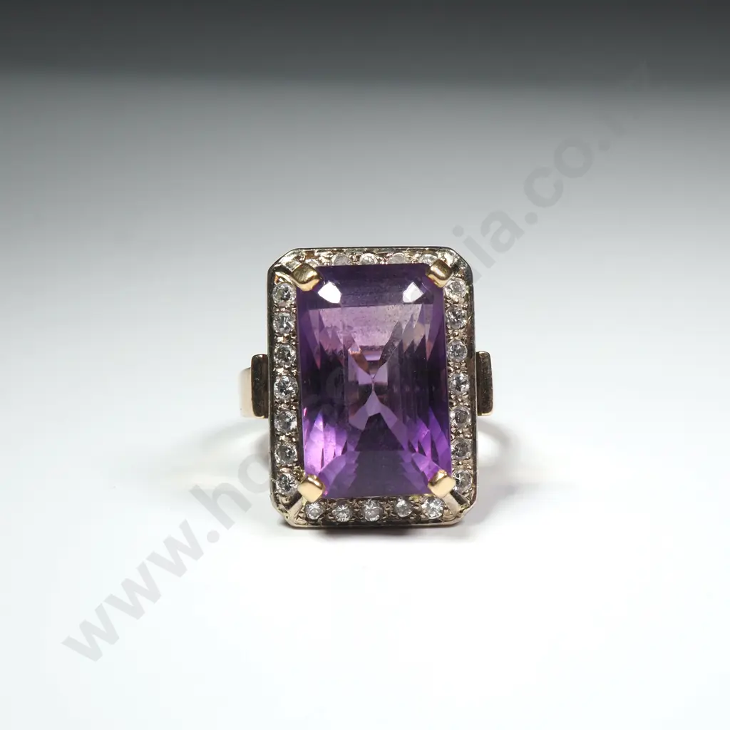 9ct Gold Amethyst & Diamond Cocktail Ring w Valuation for #3,888.00 Image 1++