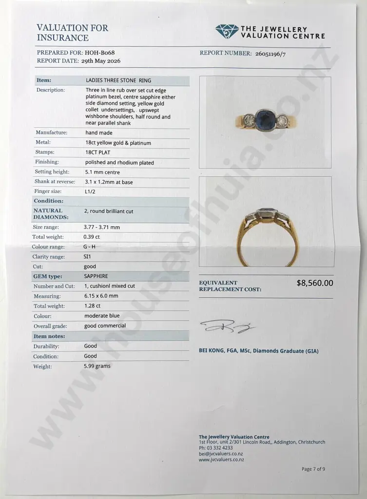 Stunning 18ct Gold Sapphire & Diamond Ring w Valuation for $8,560.00 Image 1++