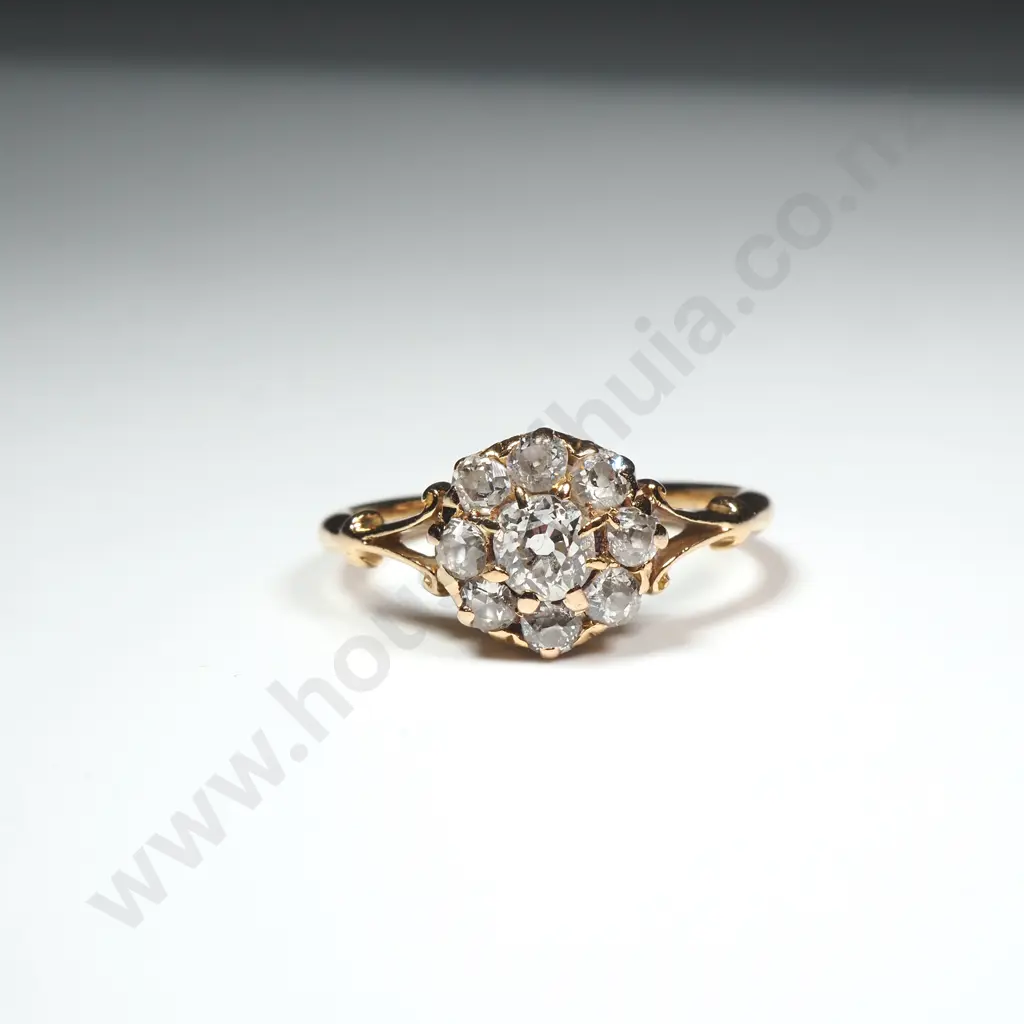 Antique 18ct Gold Diamond Cluster Ring w Valuation for $3,325.00 Image 1++