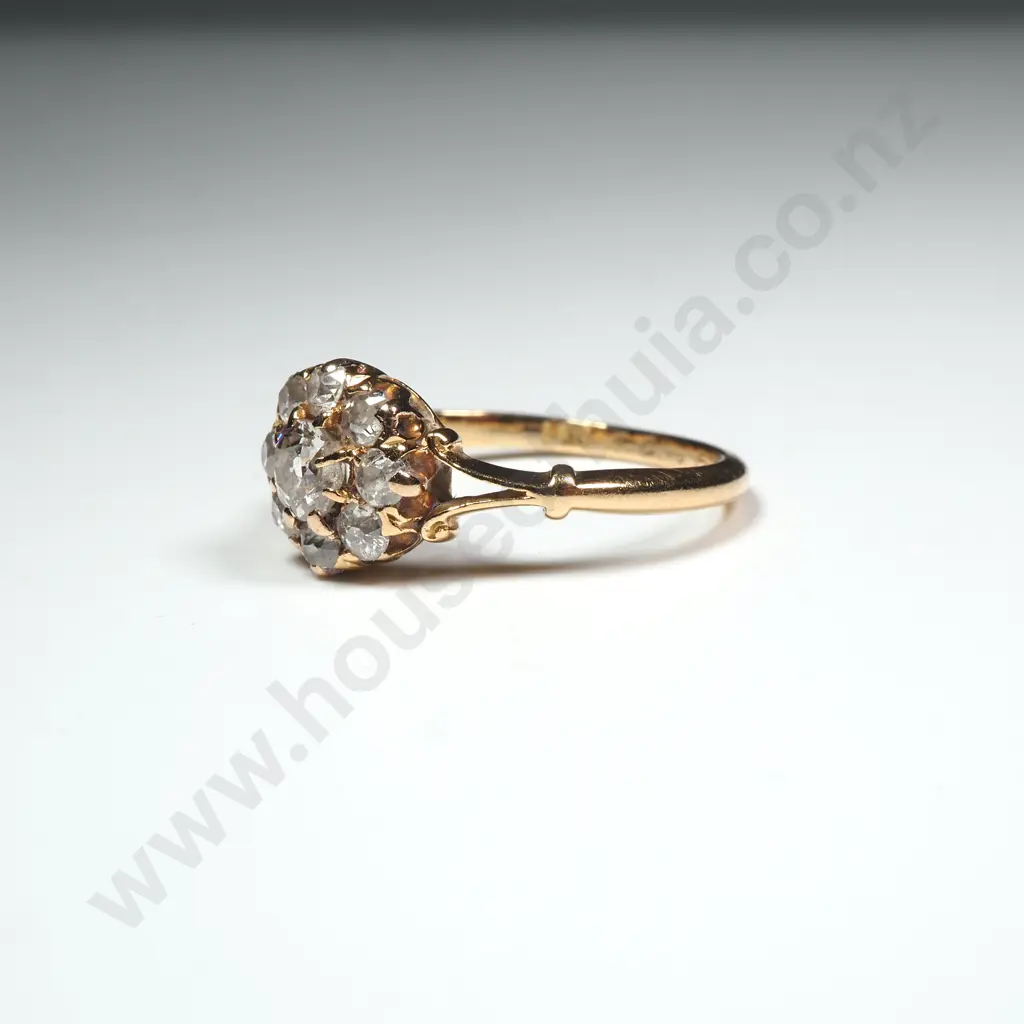 Antique 18ct Gold Diamond Cluster Ring w Valuation for $3,325.00 Image 1++