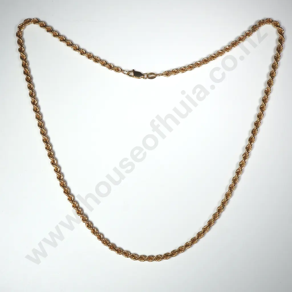 Vintage 9ct Gold Rope Chain Necklace Image 1++