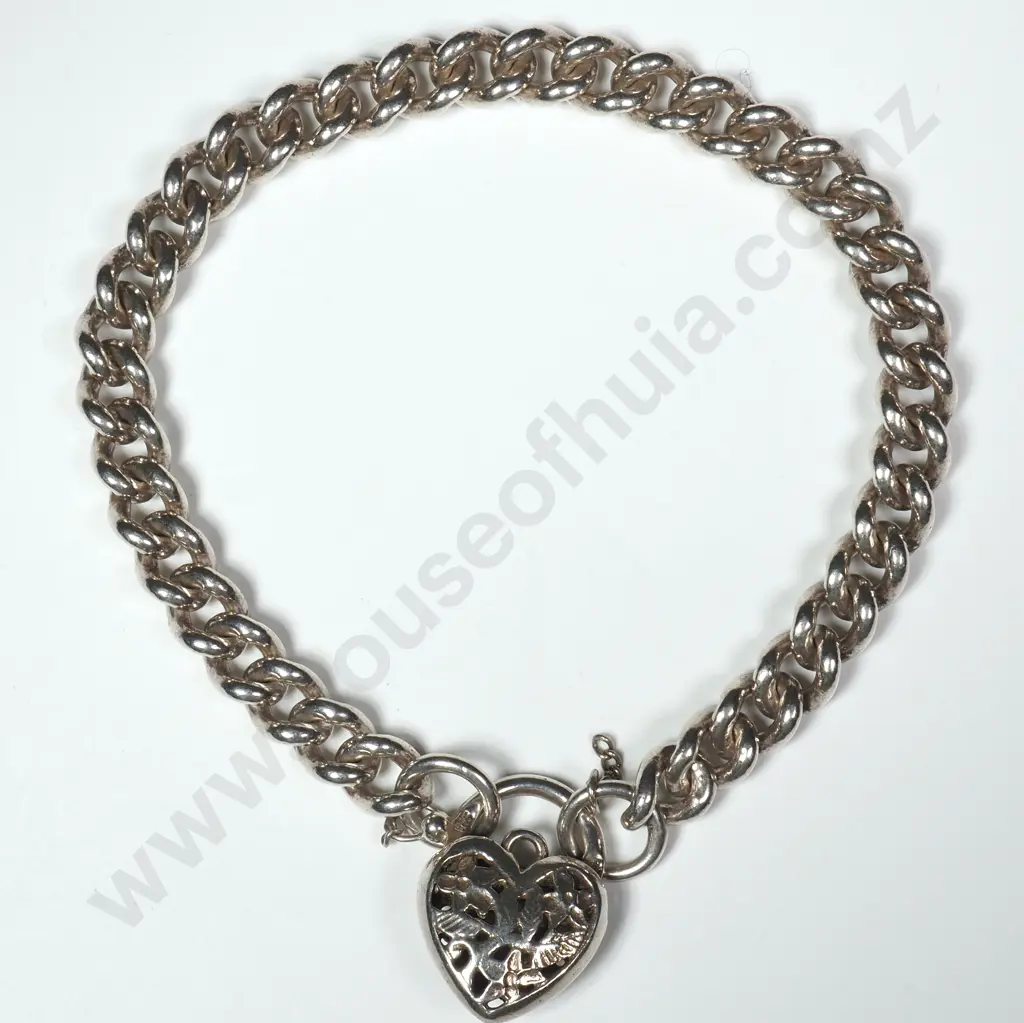 Sterling Silver Bracelet w Purple Gem Set Clasp Image 1++