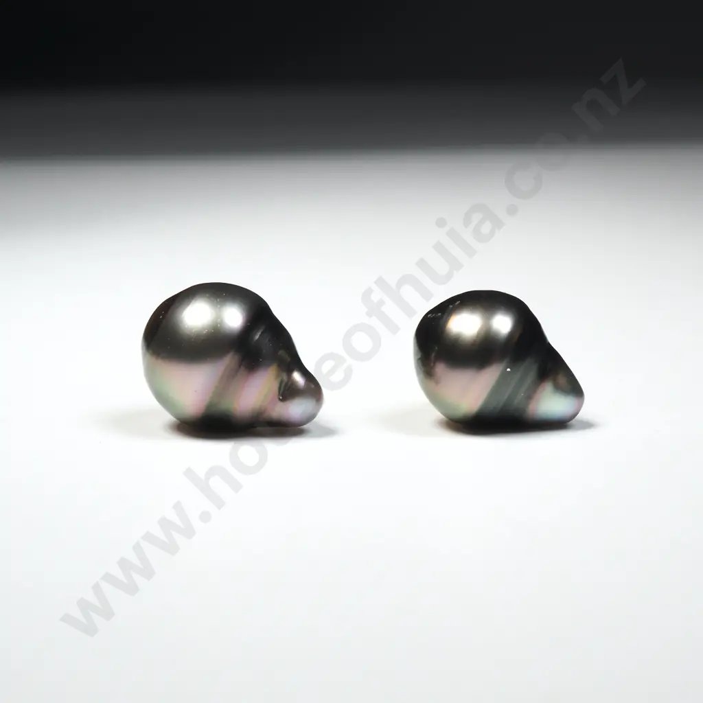 Pair of 14ct Gold Tahitian Pearl Stud Earrings w Valuation Image 1++