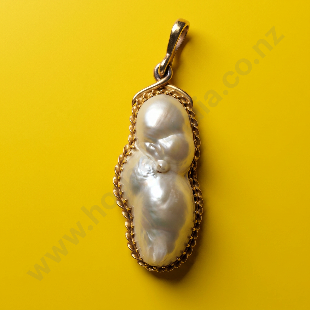 Antique 18ct Gold Pearl Pendant Image 1++