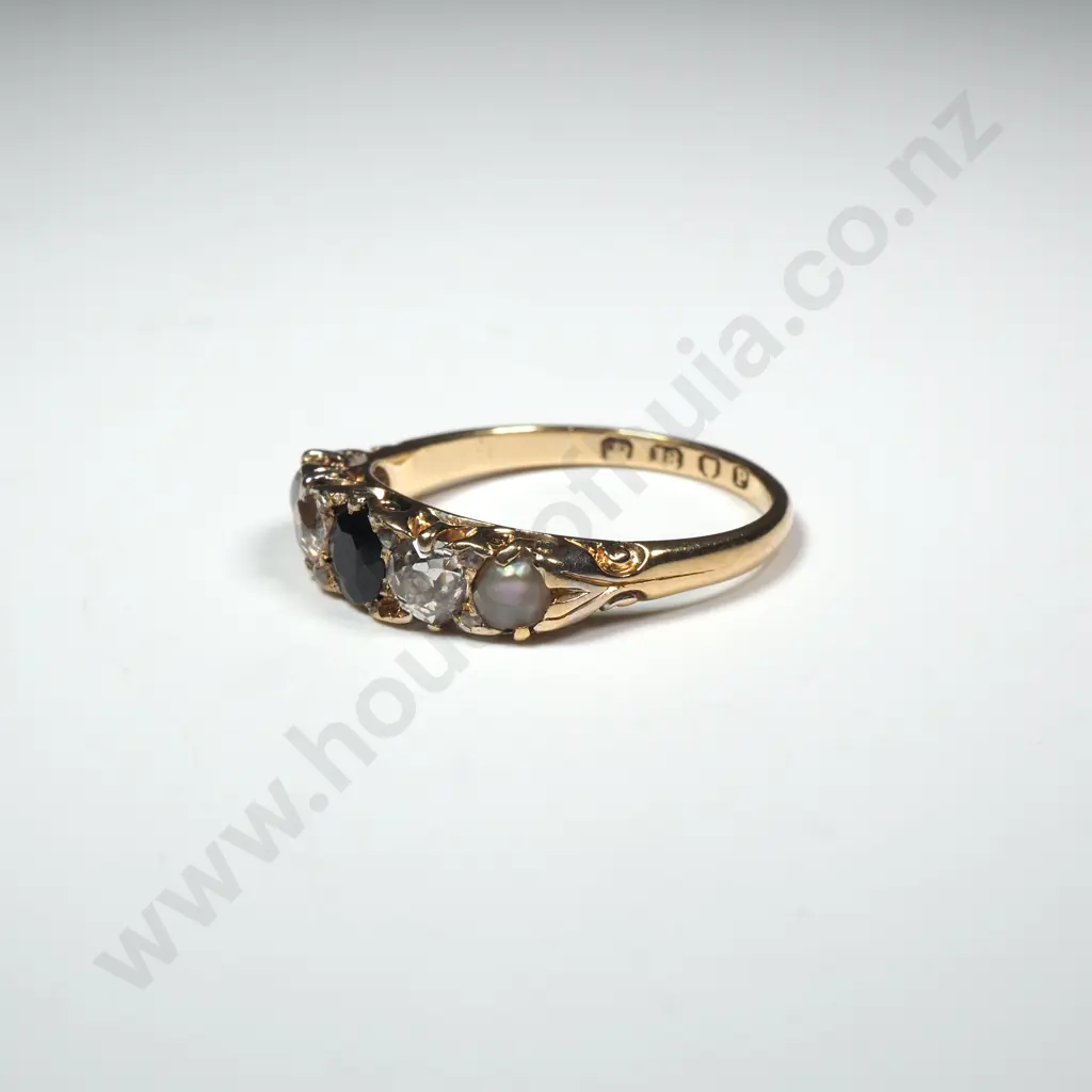 Antique London Bridge 18ct Gold Diamond & Sapphire Ring w Valuation for $4,545.00 Image 1++
