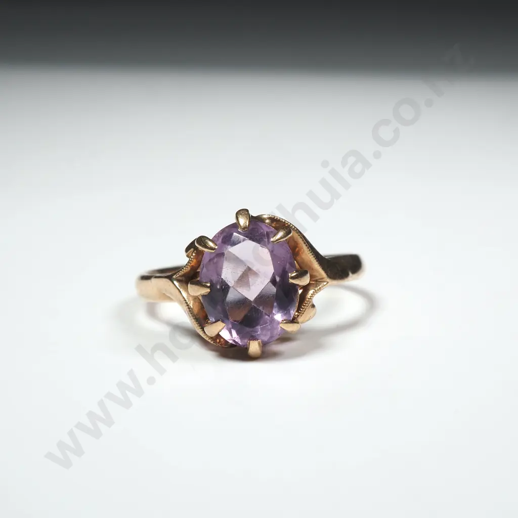 9ct Gold Purple Gem Ring Image 1++
