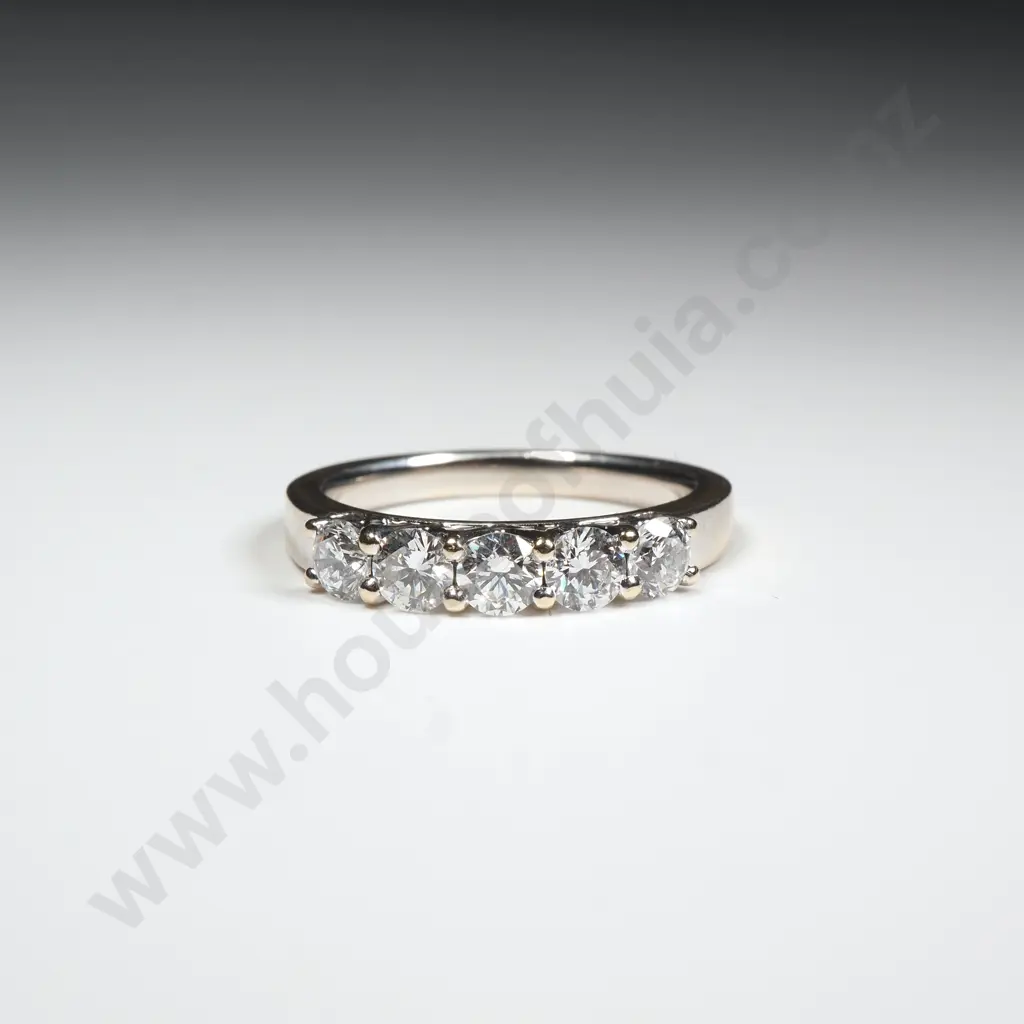 18ct White Gold Five Diamond Ring w Valuation for $7,045.000 Image 1++