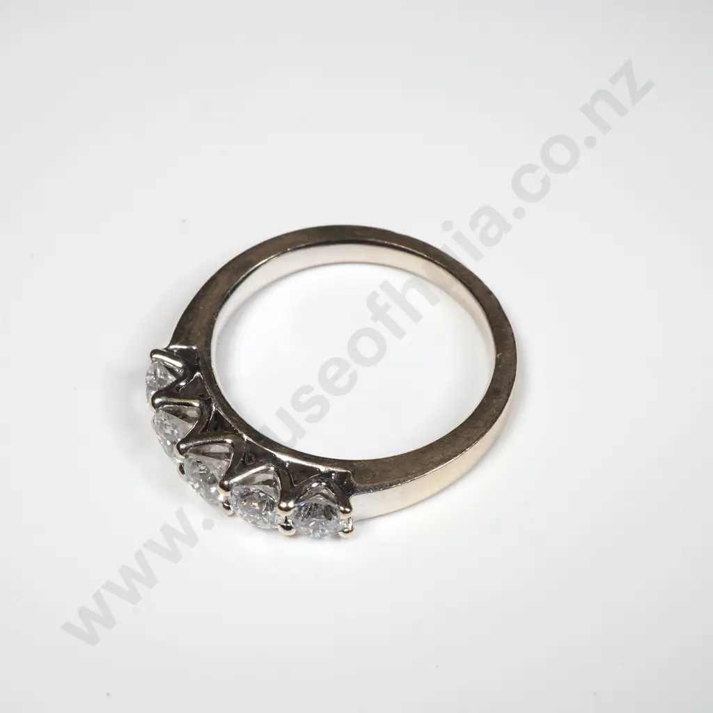 18ct White Gold Five Diamond Ring w Valuation for $7,045.000 Image 1++