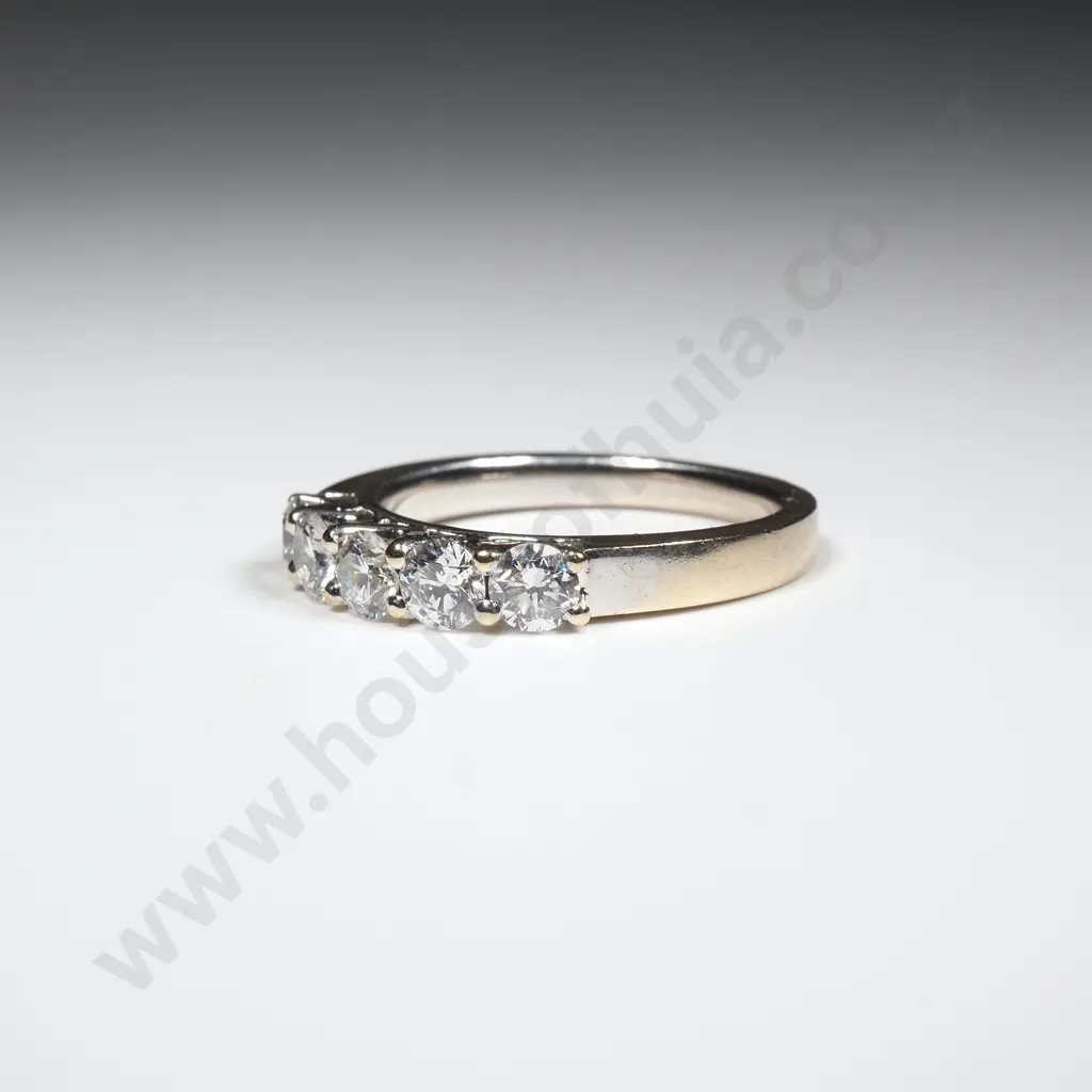 18ct White Gold Five Diamond Ring w Valuation for $7,045.000 Image 1++