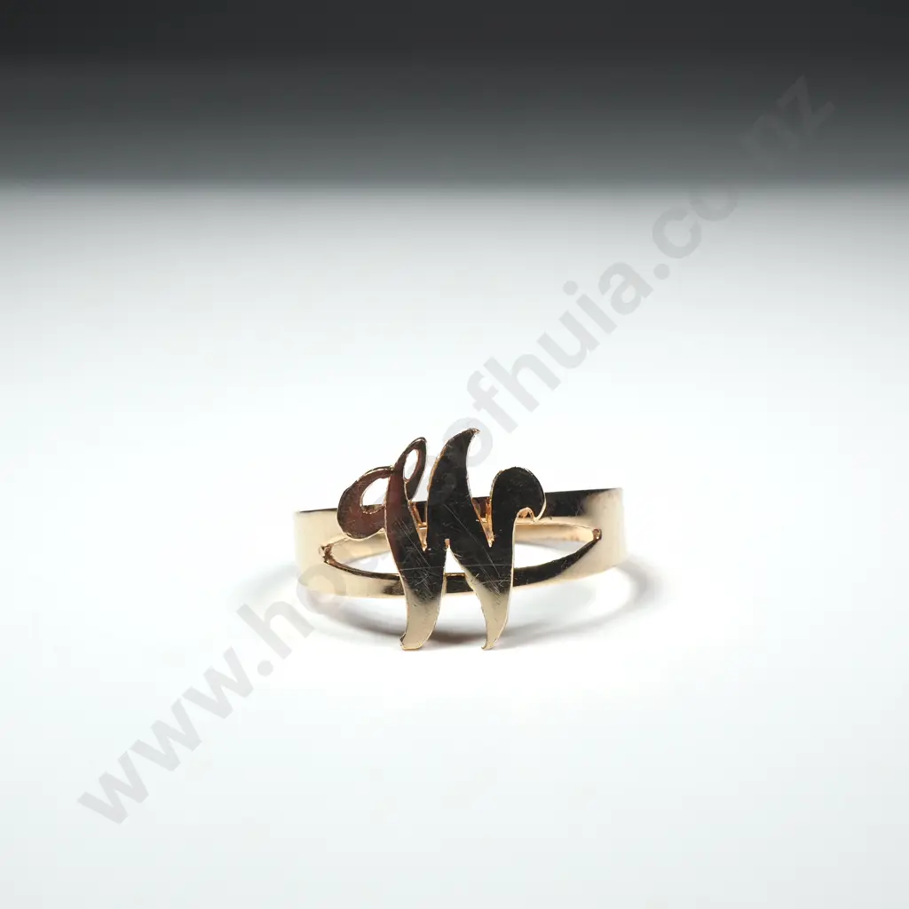 14ct Gold "M" Ring Image 1++