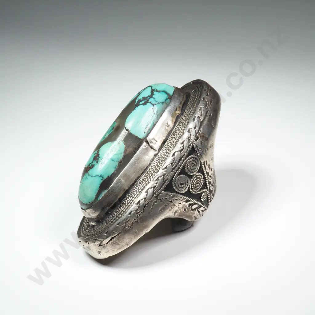 Massive Navajo Silver Turquoise & Composite Ring - Largest I have ever seen! Image 1++
