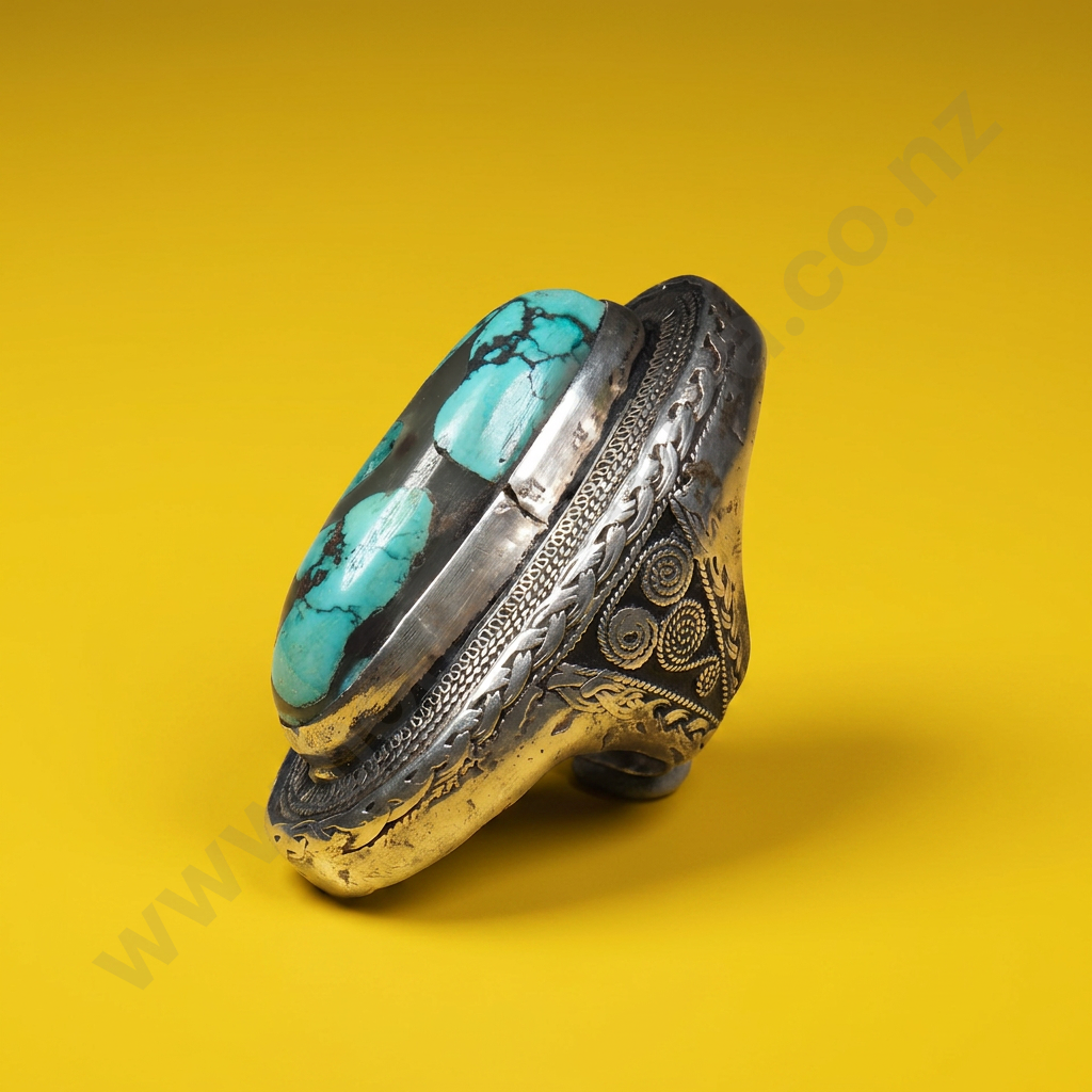 Massive Navajo Silver Turquoise & Composite Ring - Largest I have ever seen! Image 1++