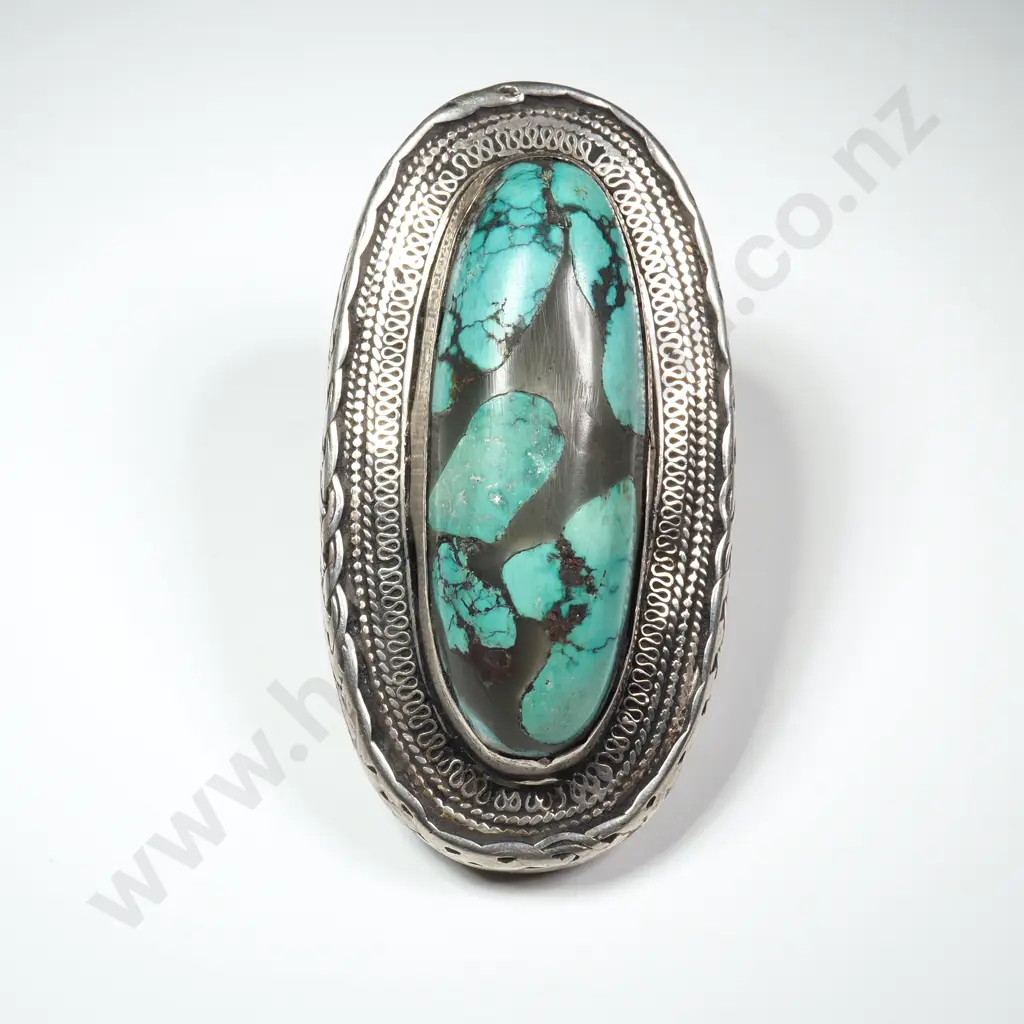 Massive Navajo Silver Turquoise & Composite Ring - Largest I have ever seen! Image 1++