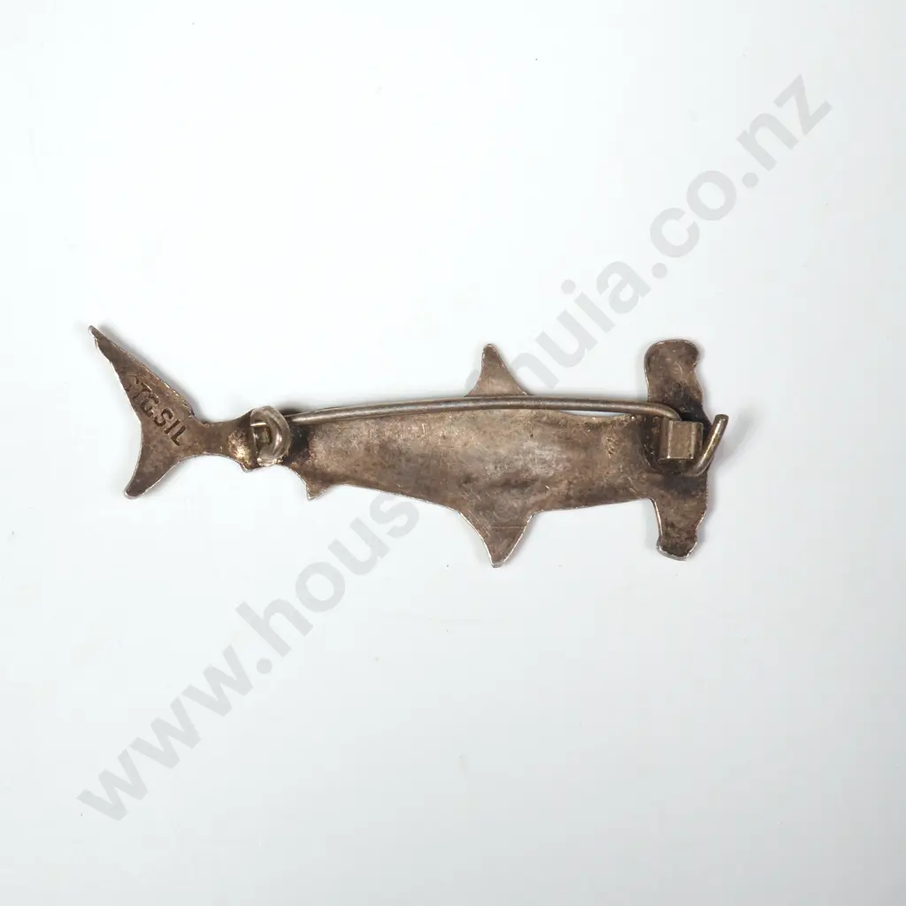 Sterling Silver Brooch in the Form of a Hammerhead  Shark Image 1++
