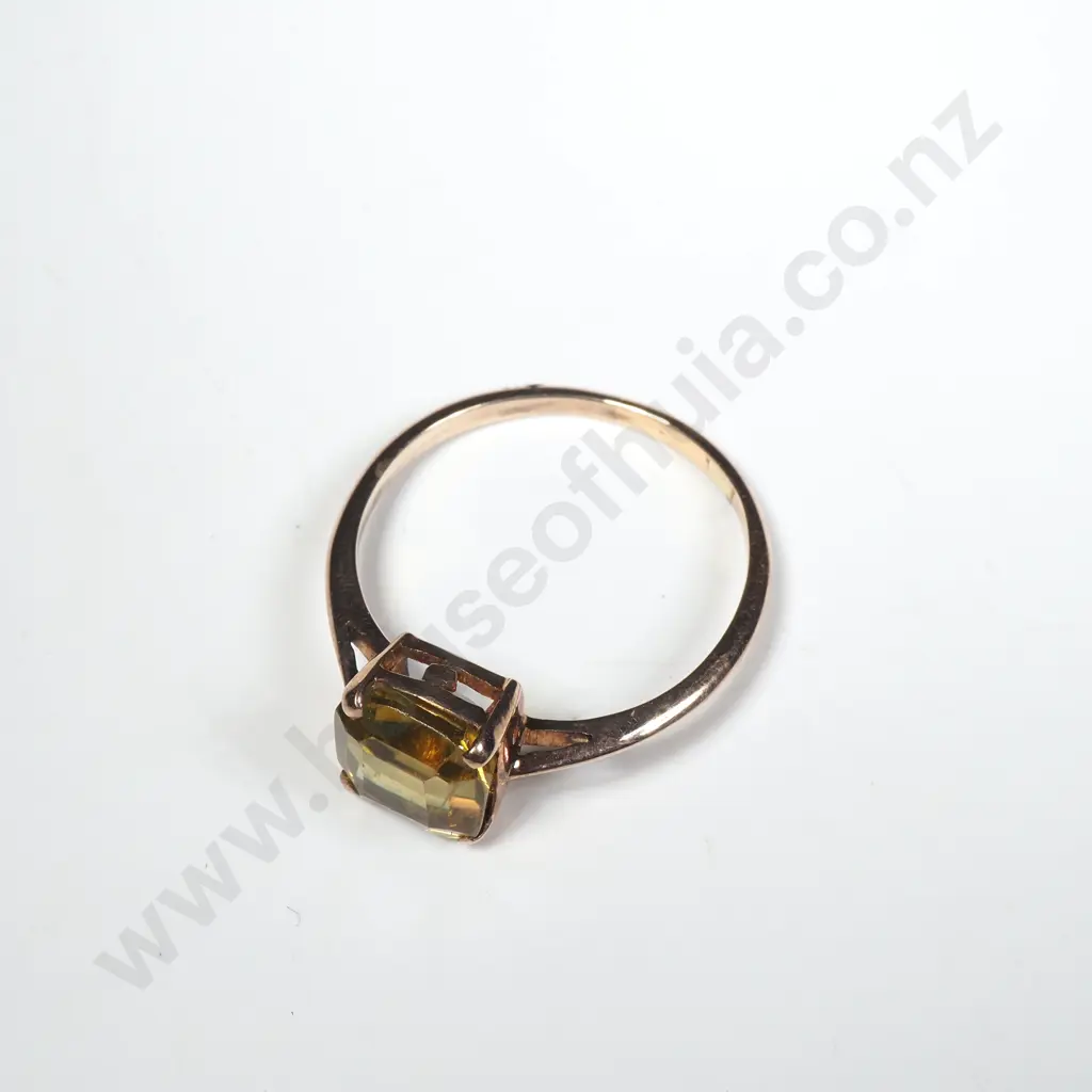 Antique 9ct Gold Yellow Stone Ring Image 1++