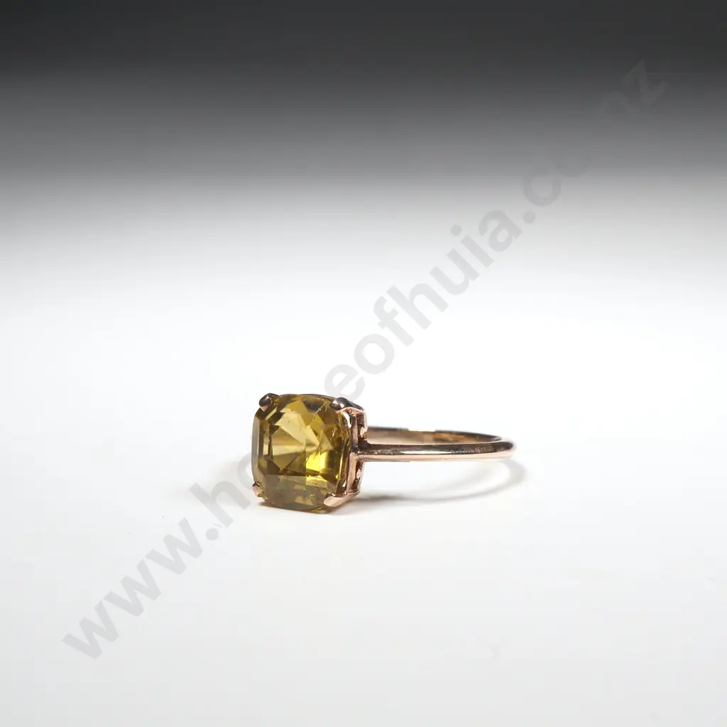 Antique 9ct Gold Yellow Stone Ring Image 1++