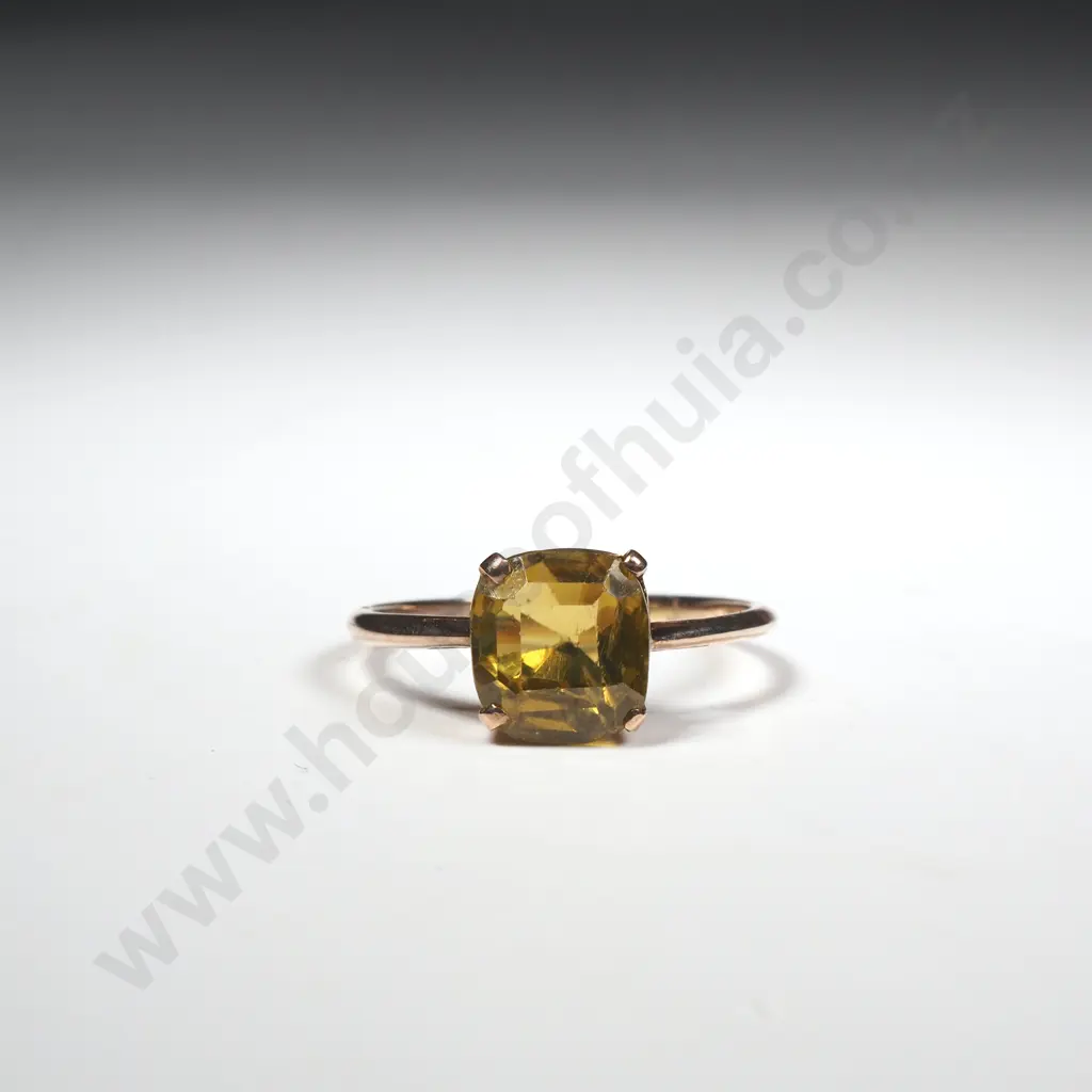 Antique 9ct Gold Yellow Stone Ring Image 1++