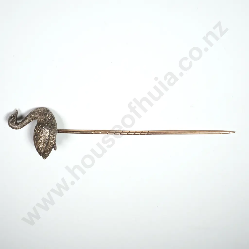 Silver Swan Gold Stick Pin in Antique Case, possible Australian Origin Image 1++