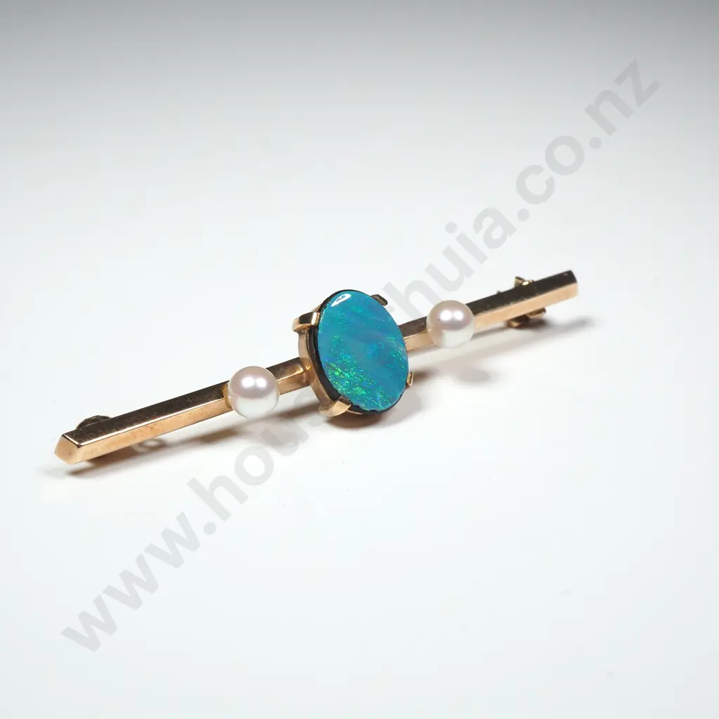 9ct Gold Pearl & Opal Doublet Ring Image 1++