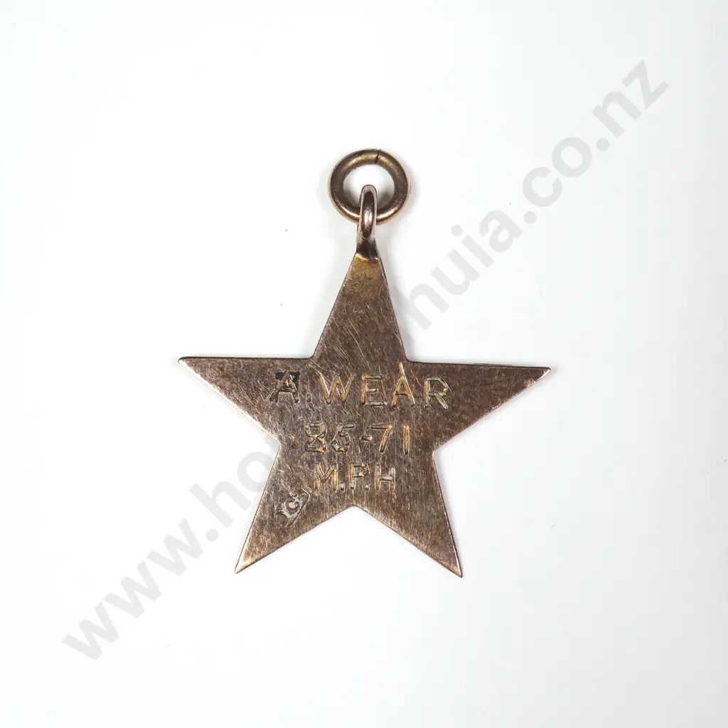 1939-40 9ct Gold Motorcycle Speed Star - Won by A Wear Image 1++