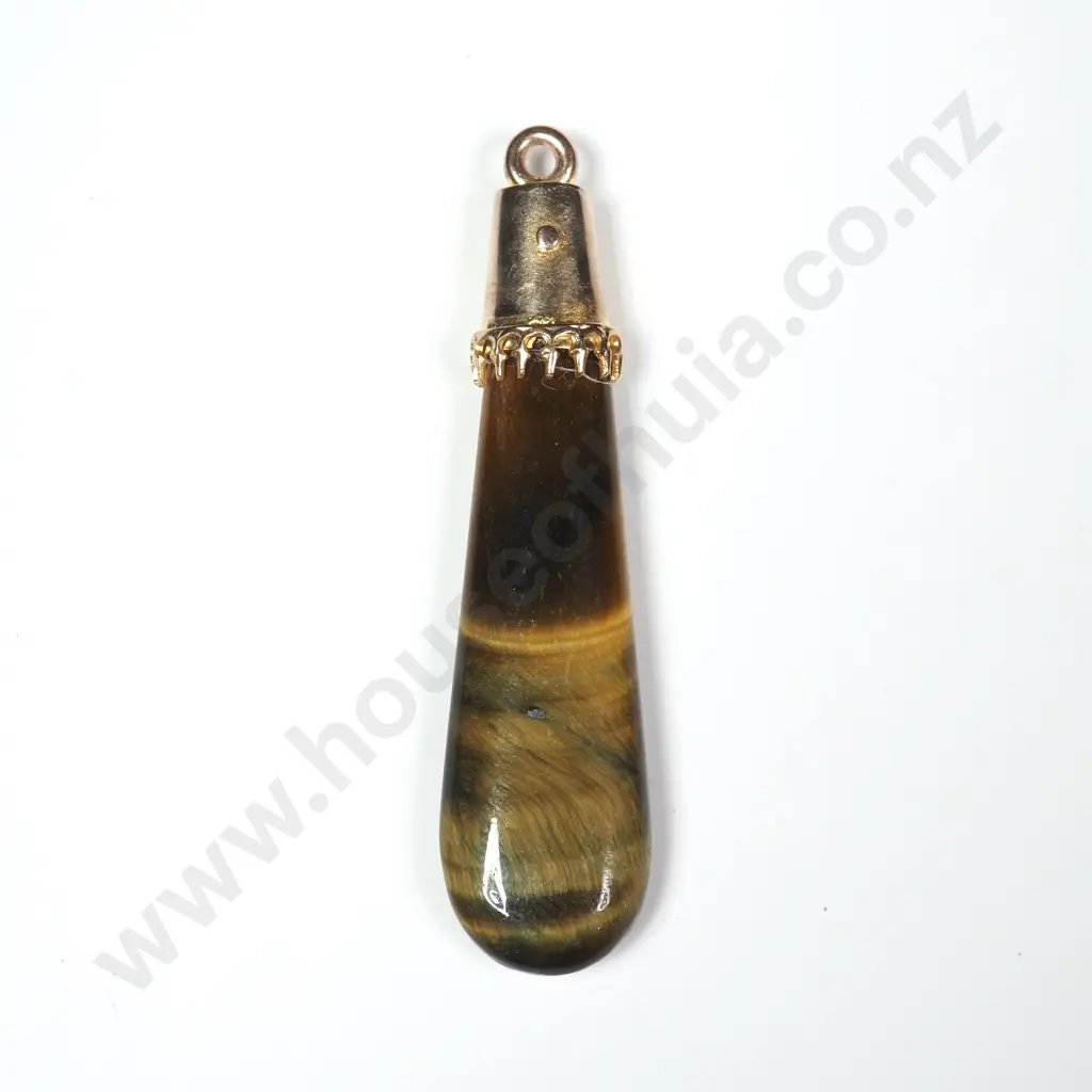 Colonial 9ct Gold & Tigers Eye Pendant Image 1++
