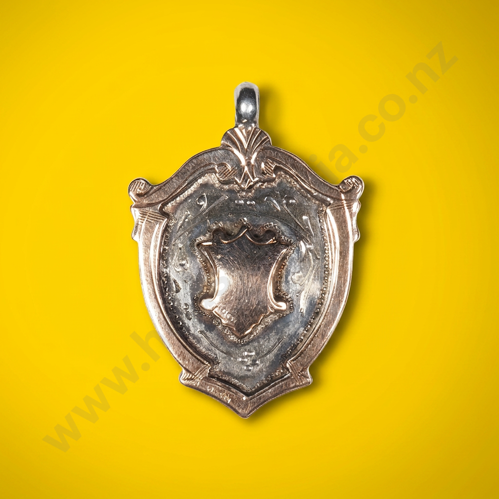 Sterling Silver Gold Fronted Fob Medal Image 1++