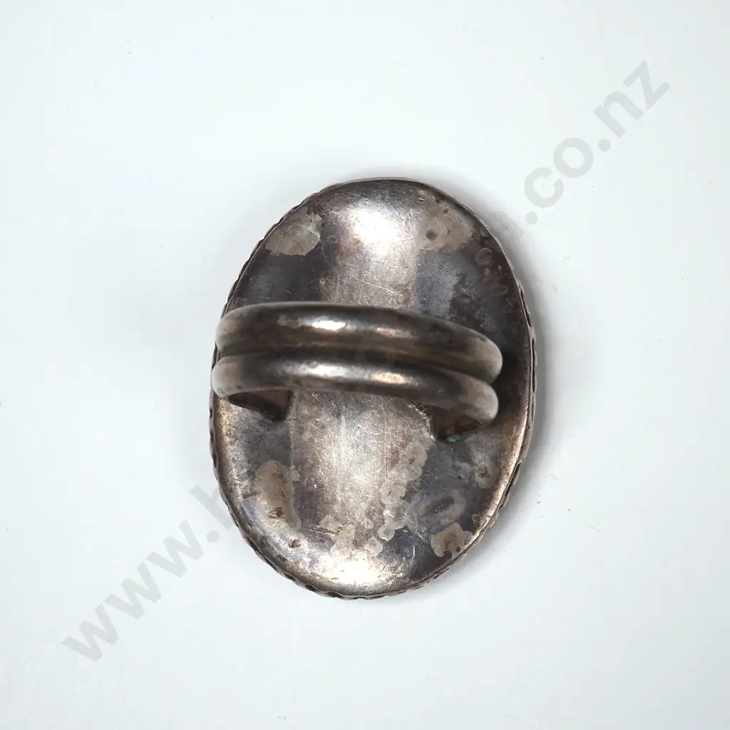 Sterling Silver Whalebone Scrimshaw Ring Image 1++