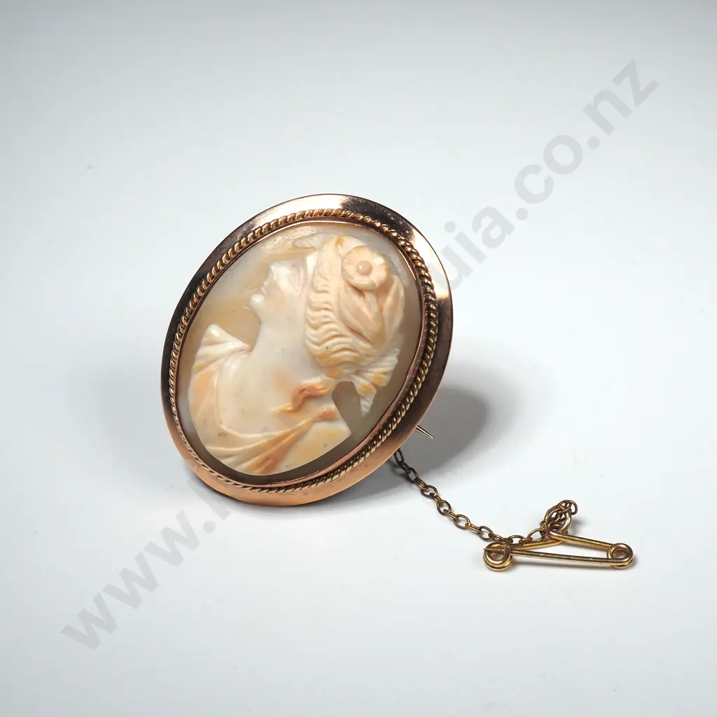 Vintage 9ct Gold Cameo Brooch Image 1++