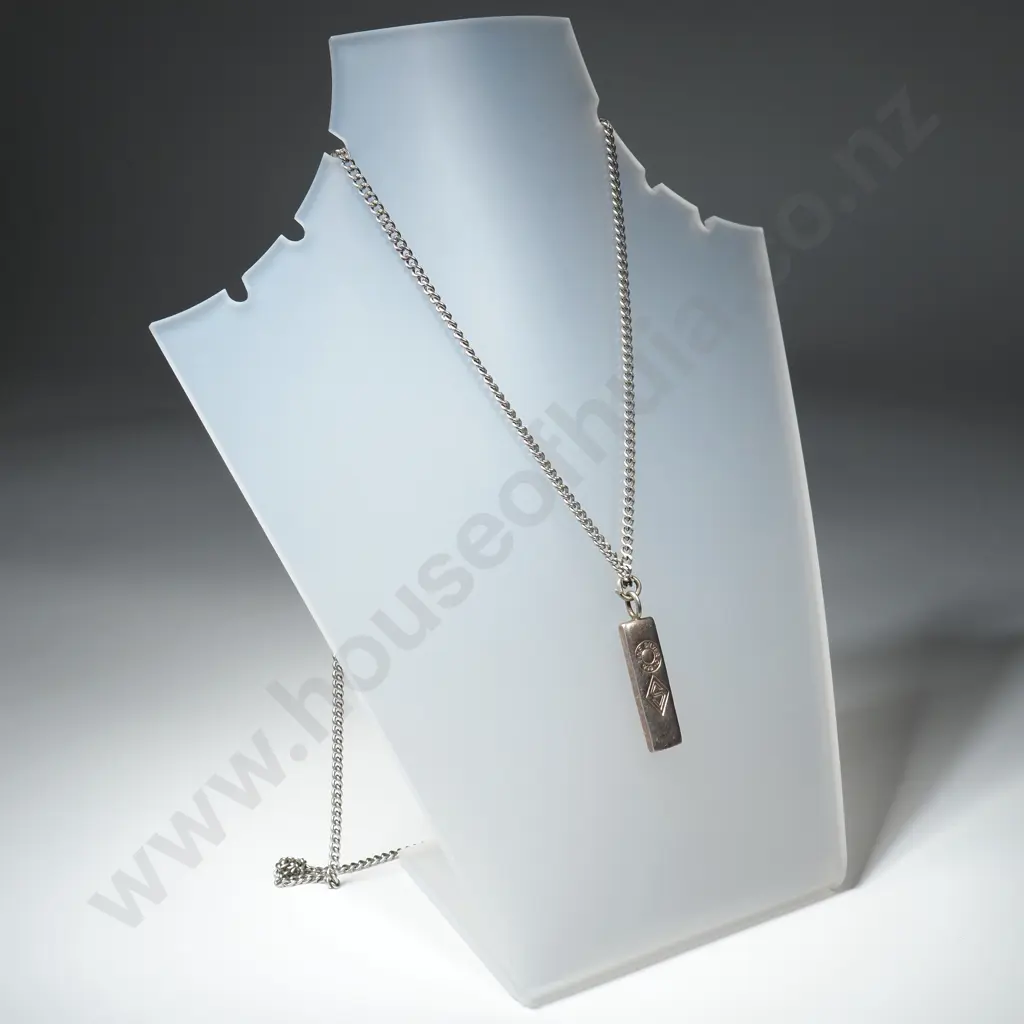 Sterling Silver Bar Pendant on Stainless Steel Chain Image 1++