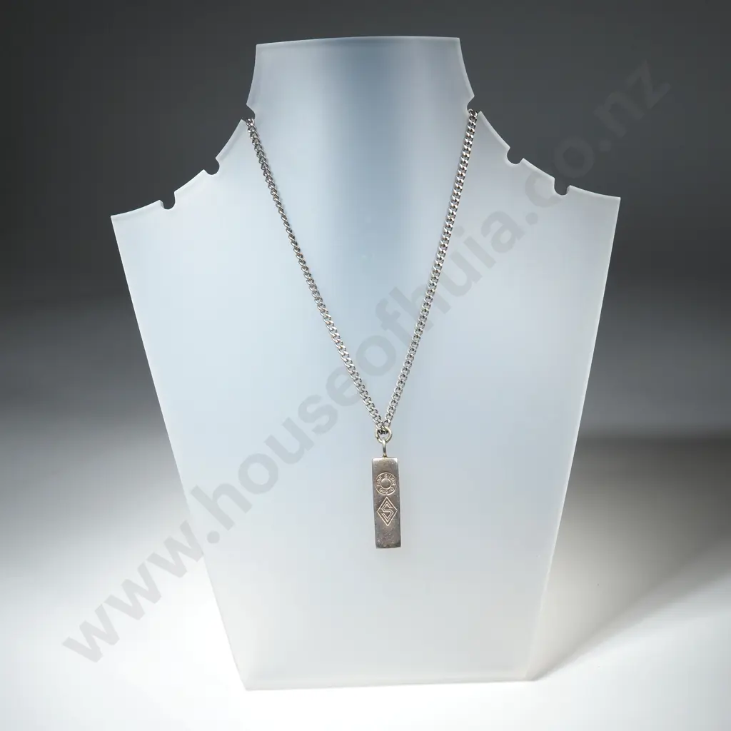 Sterling Silver Bar Pendant on Stainless Steel Chain Image 1++