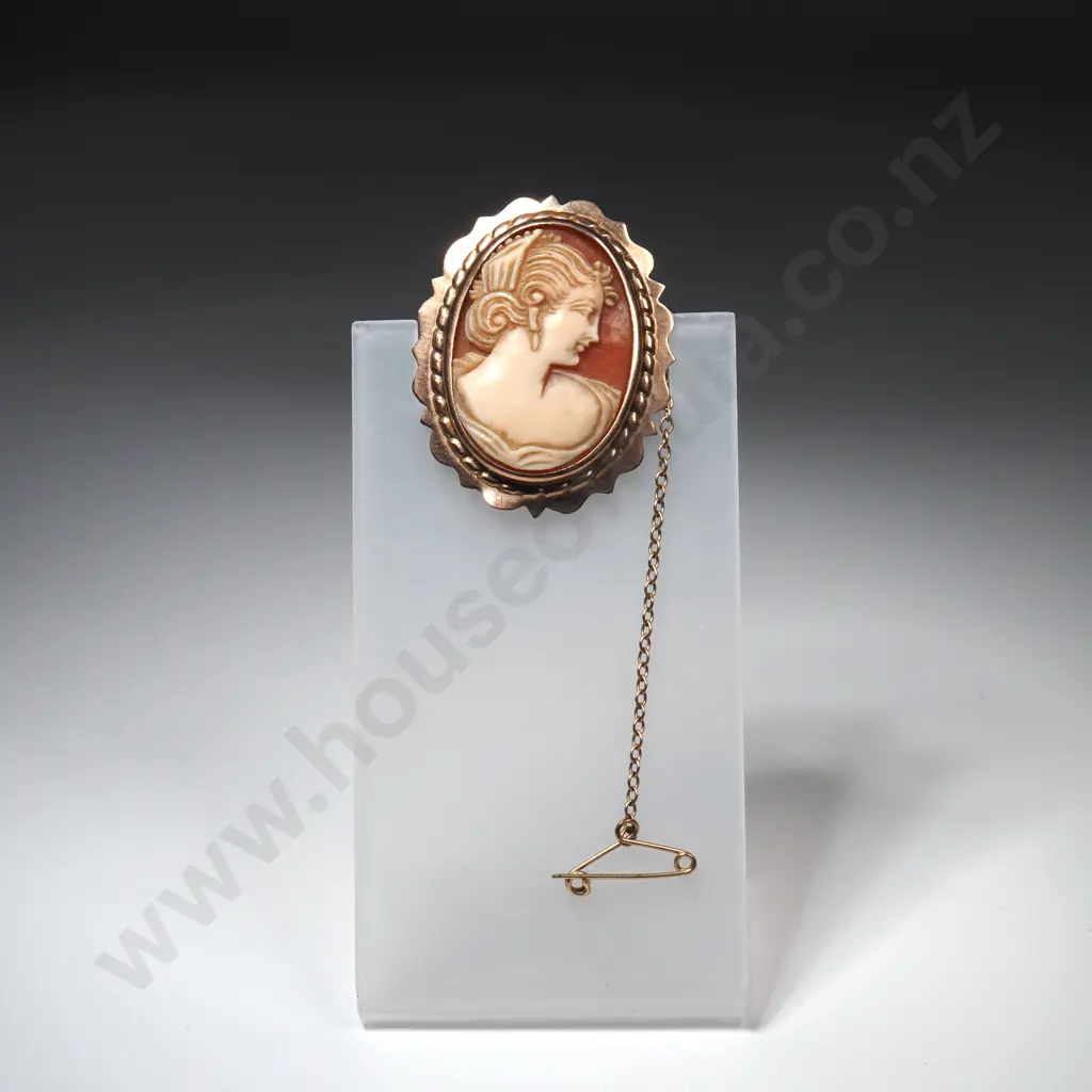 Vintage 9ct Gold Cameo Brooch Image 1++