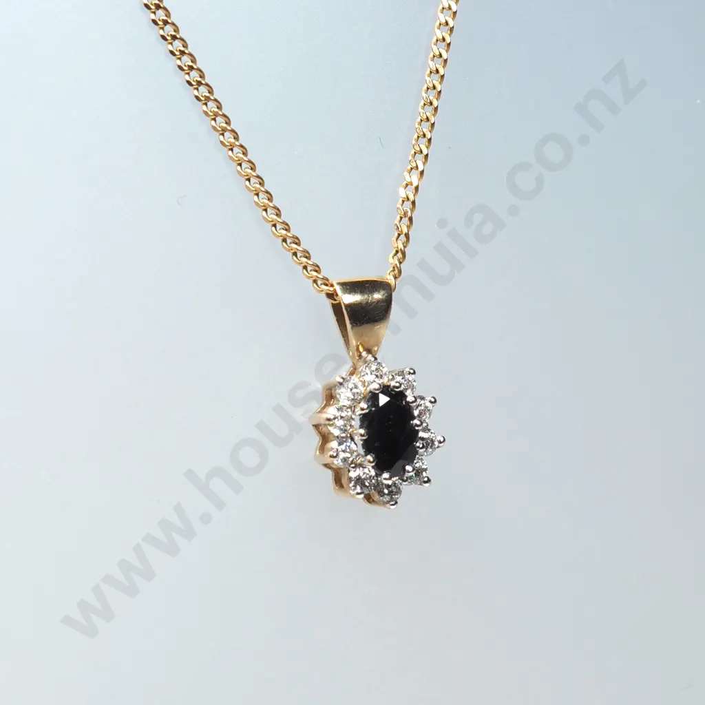 9ct Gold Sapphire Pendant Necklace Image 1++
