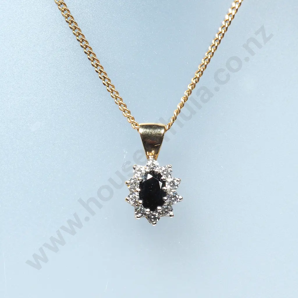 9ct Gold Sapphire Pendant Necklace Image 1++