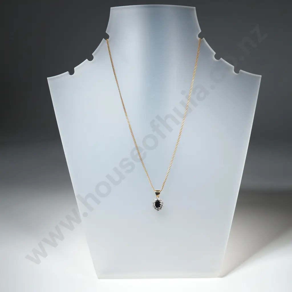 9ct Gold Sapphire Pendant Necklace Image 1++