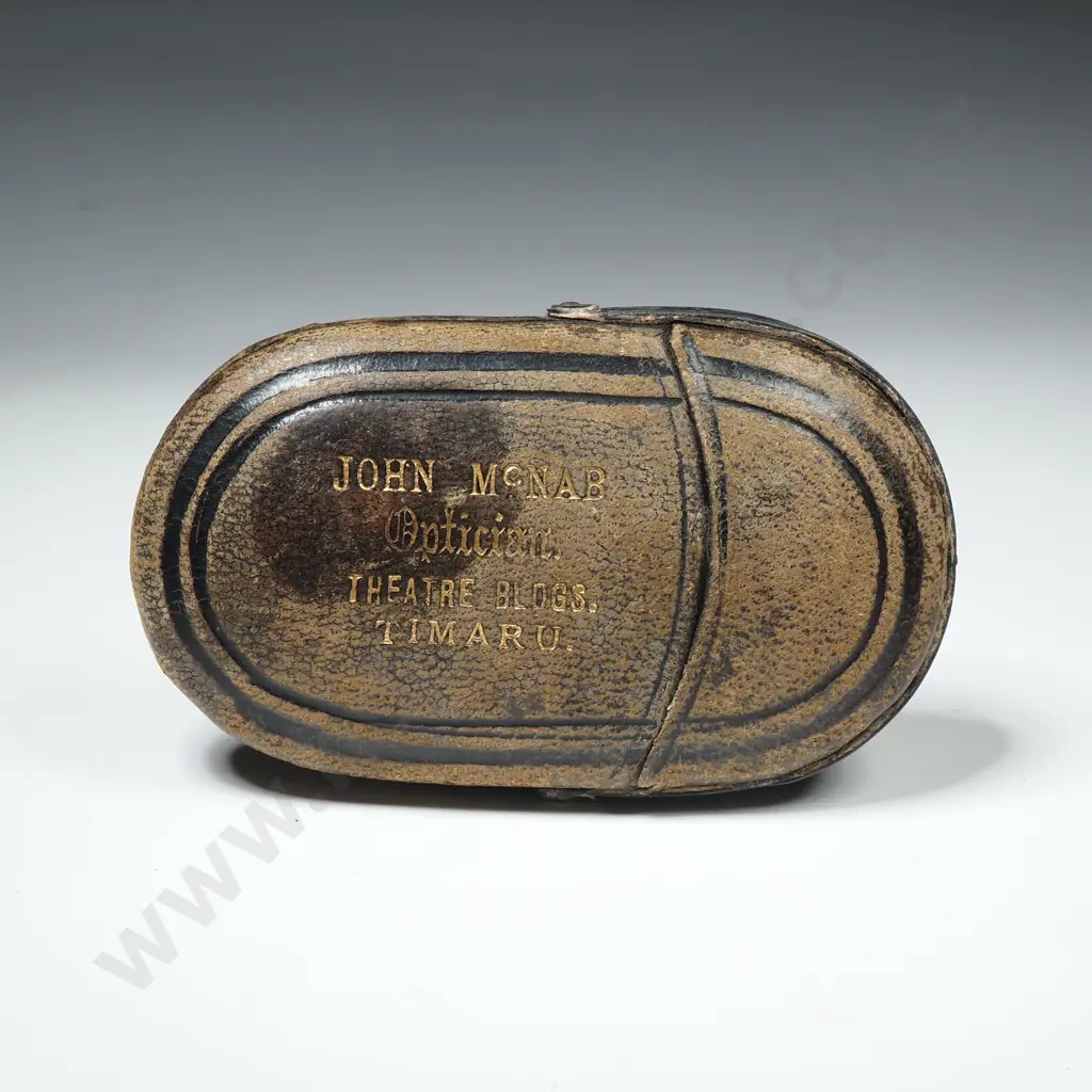 Antique Cased Rolled Gold Monocle Retailed by J McNab Optician of Timaru   Image 1++