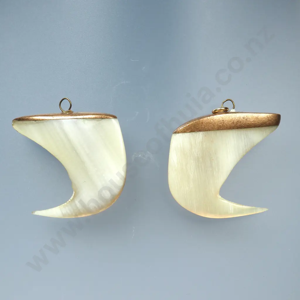Two Metal Capped Bone Pendants Image 1++